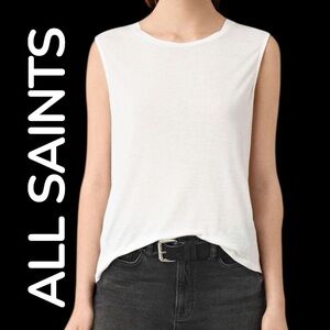 Authentic All Saints designer white sleeveless tee shirt sz L